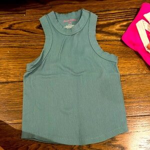 green fitted tank top